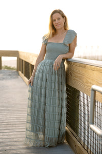 INDIE BLUE Dresses Marabella Dress (sage chiffon)