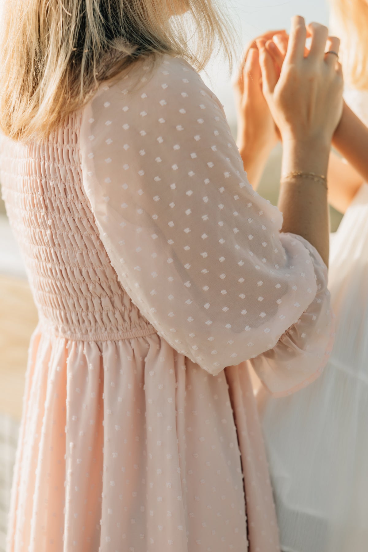 INDIE BLUE Women Women's Celine Dress (petal pink swiss dot)