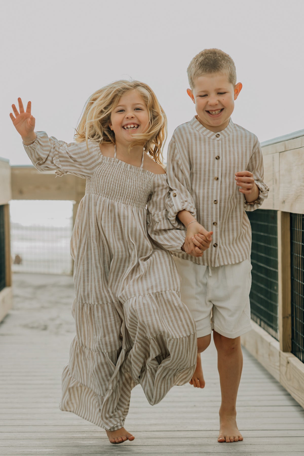 INDIE BLUE Dresses Pippa Maxi (driftwood stripe linen)