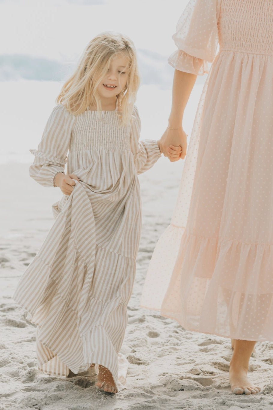 INDIE BLUE Dresses Pippa Maxi (driftwood stripe linen)