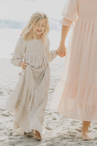 INDIE BLUE Dresses Pippa Maxi (driftwood stripe linen)