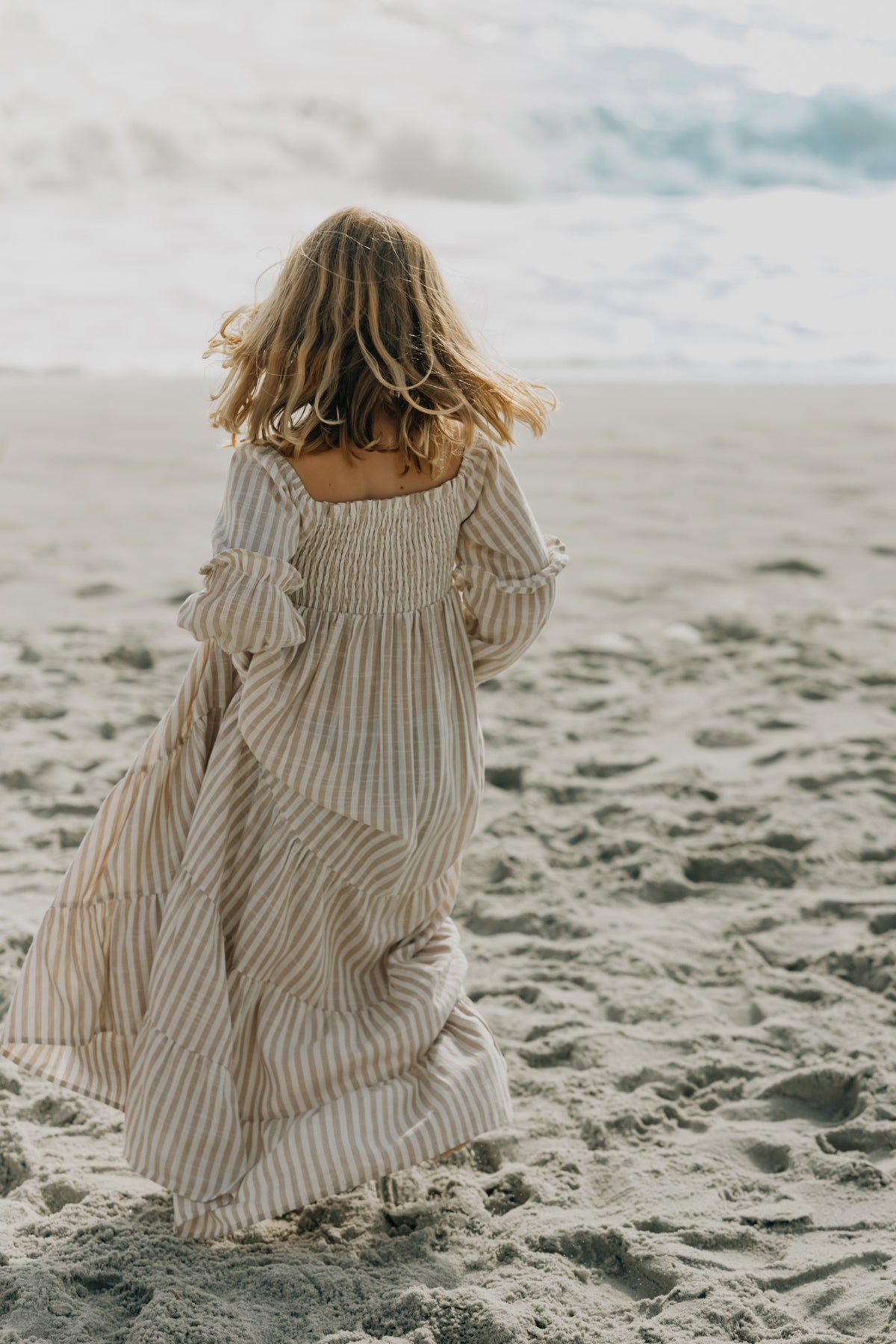 INDIE BLUE Dresses Pippa Maxi (driftwood stripe linen)