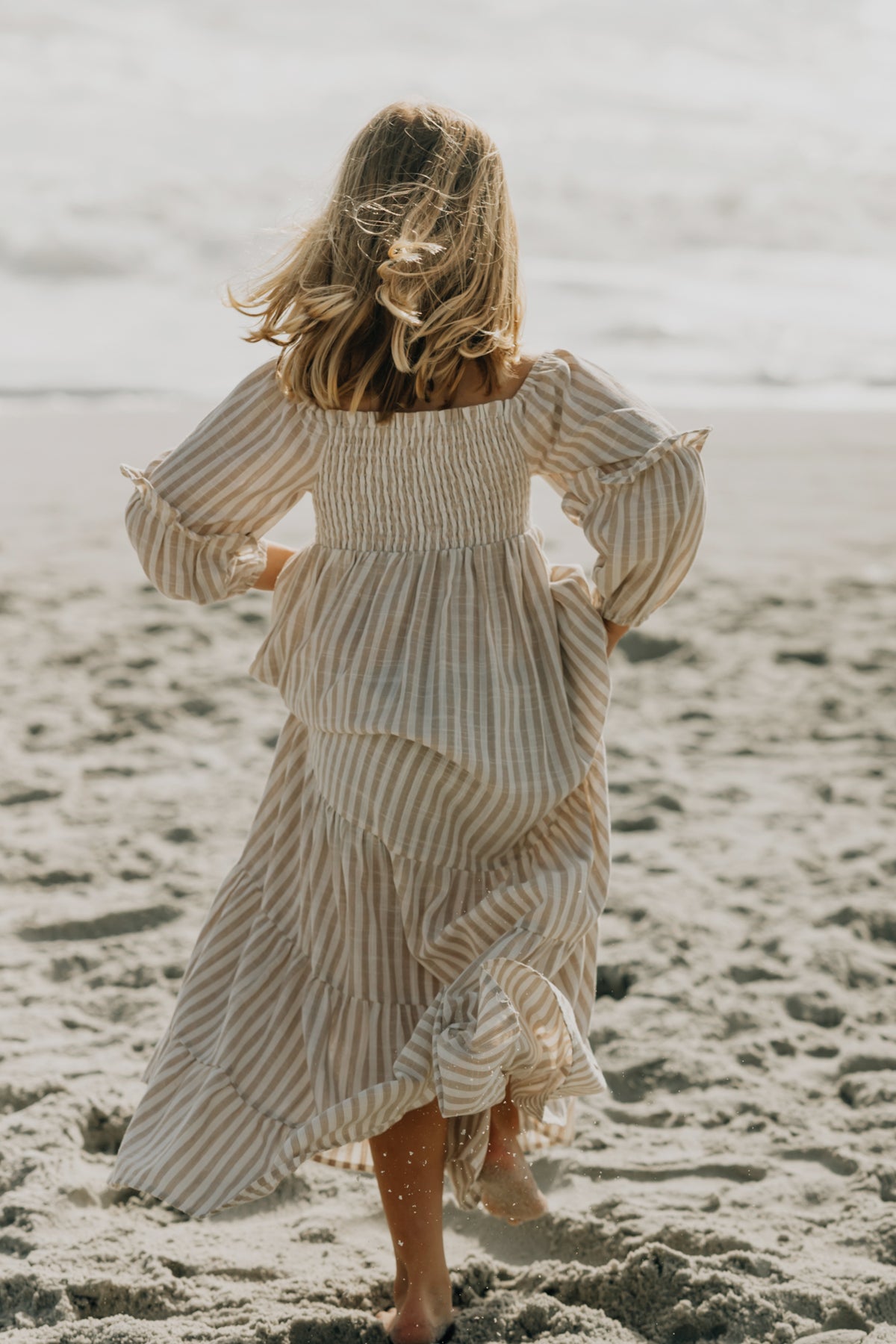 INDIE BLUE Dresses Pippa Maxi (driftwood stripe linen)