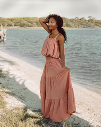 INDIE BLUE Women Women's Kiki Bubble Top (deep coral muslin)