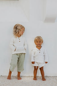 INDIE BLUE Boys Knox Hoodie (light ivory muslin)