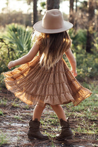 INDIE BLUE Dresses Pia Dress (mocha swiss dot)
