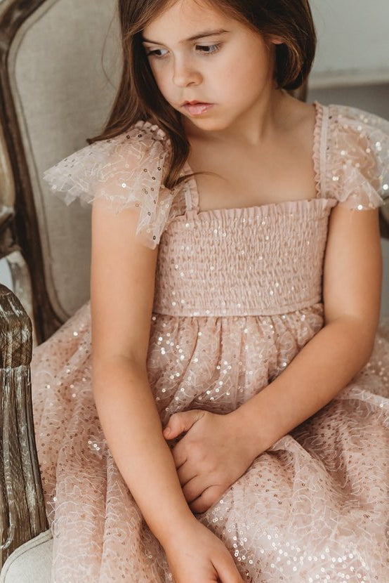 INDIE BLUE Dresses Juliet Dress (sequin pink tulle)