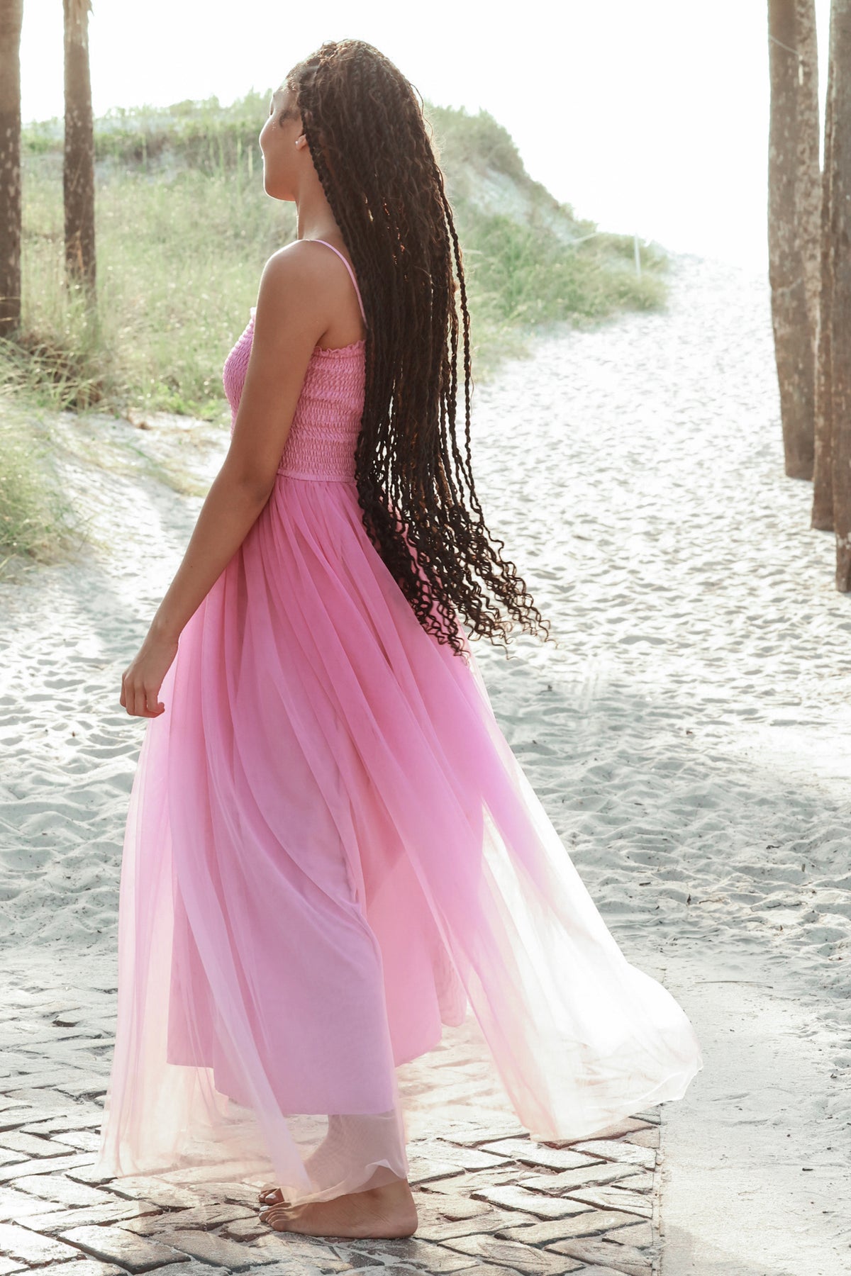 INDIE BLUE Dresses Isa Maxi (pink ombre tulle)