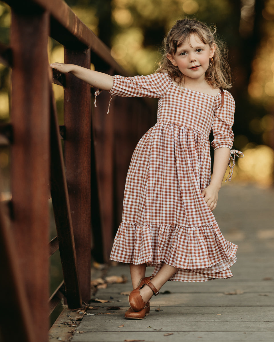 Maisy Dress brown gingham