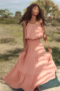 INDIE BLUE Women Women's Kiki Bubble Top (deep coral muslin)