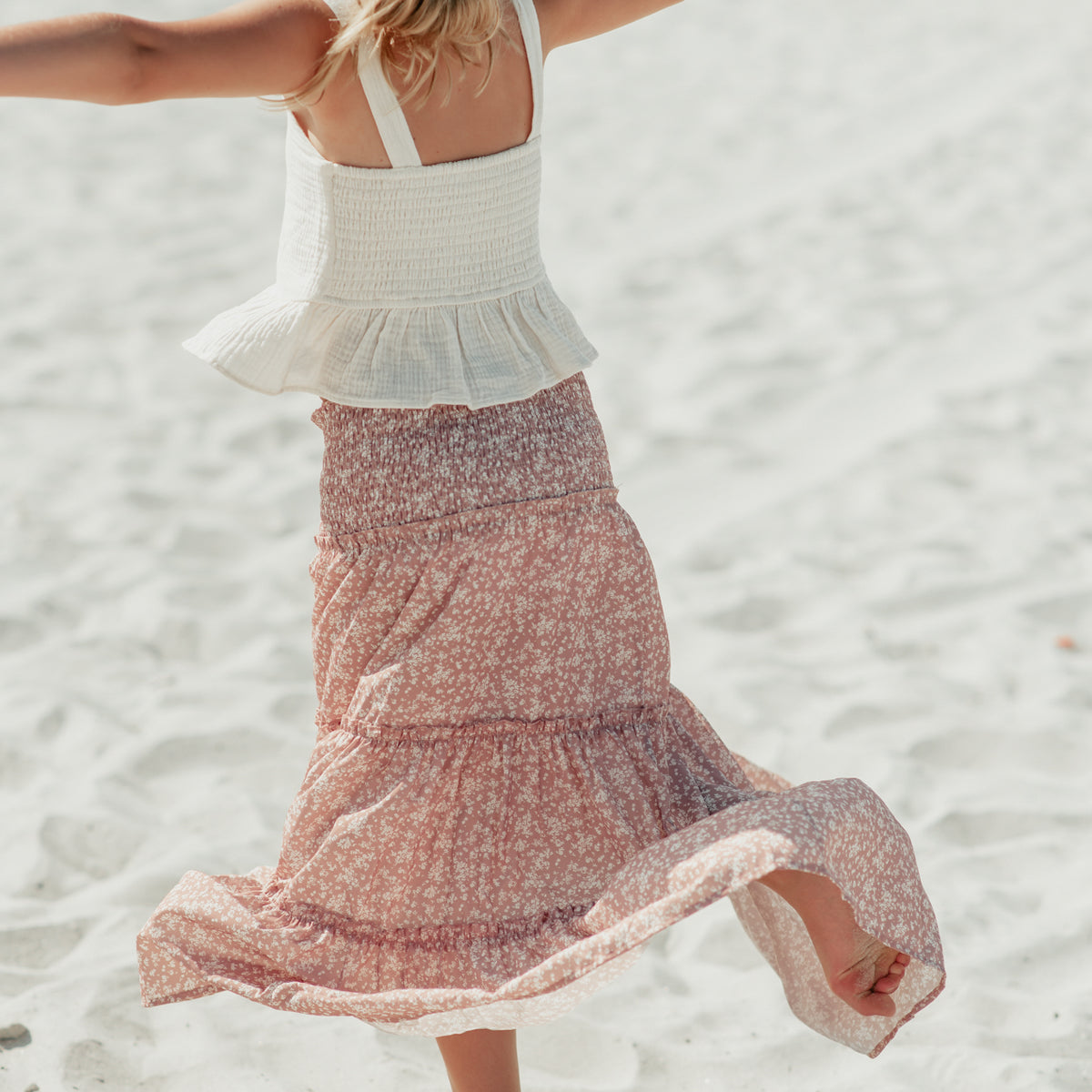 INDIE BLUE Separates Bella Dress-Skirt (dusty pink floral) FINAL SALE