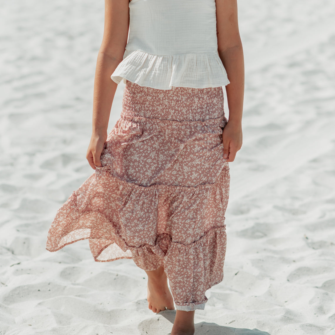 INDIE BLUE Separates Bella Dress-Skirt (dusty pink floral) FINAL SALE