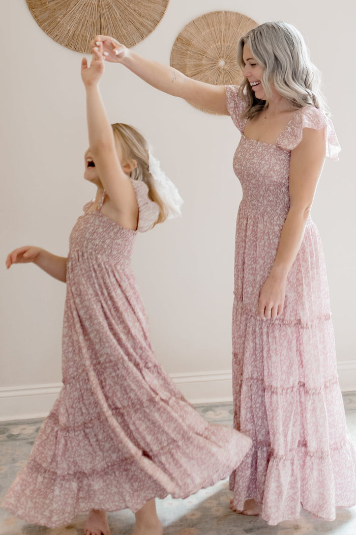 INDIE BLUE Dresses Marabella Dress (dusty pink floral)