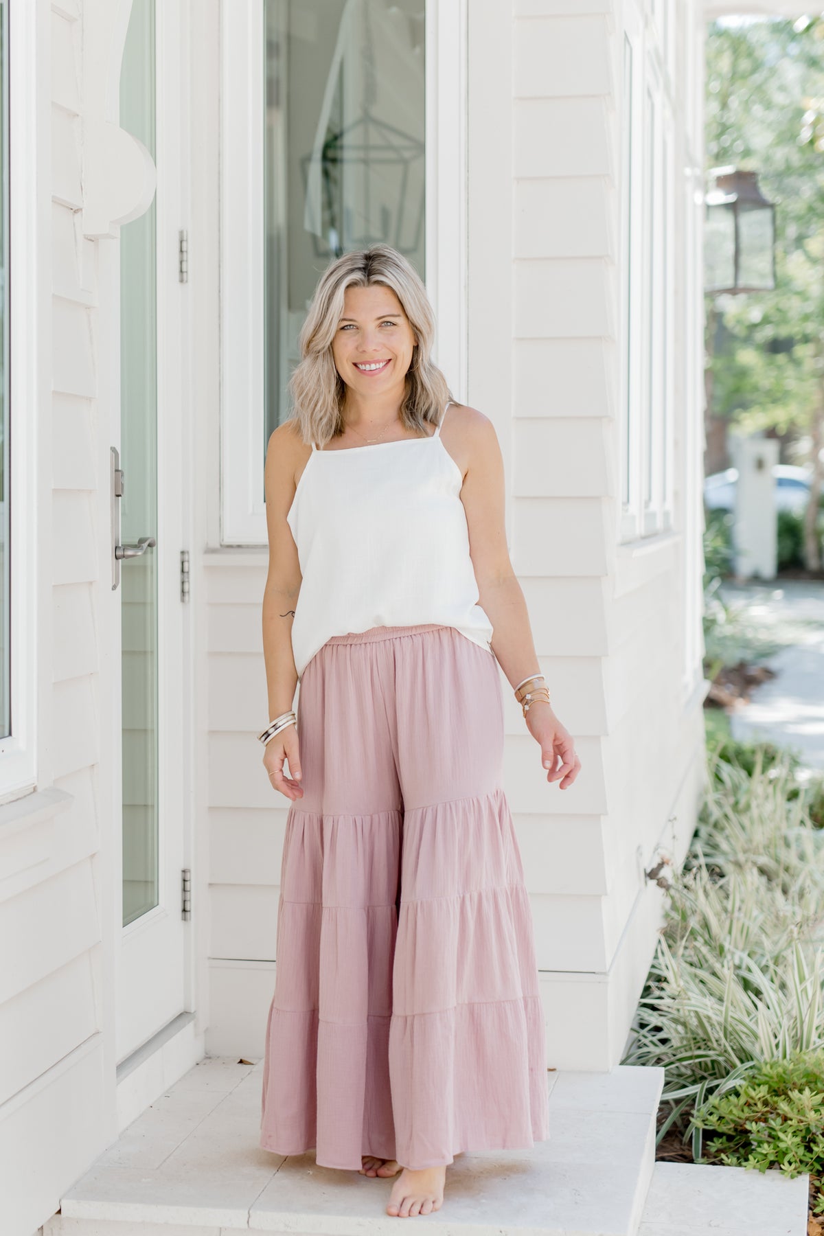 INDIE BLUE Women Women's Cassie Top (soft white linen)