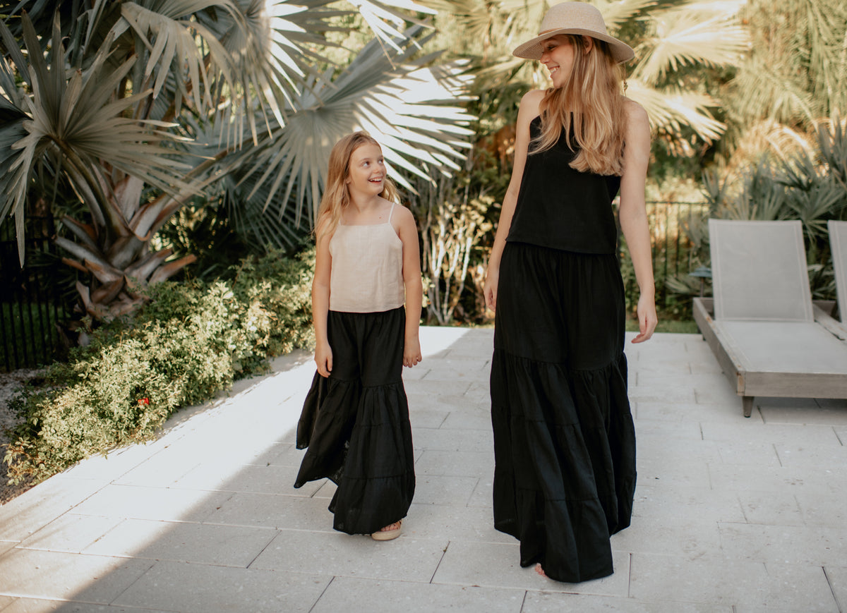 INDIE BLUE Women Women's Bella Maxi Pants (black soft linen)