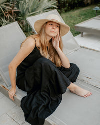 INDIE BLUE Women Women's Bella Maxi Pants (black soft linen)