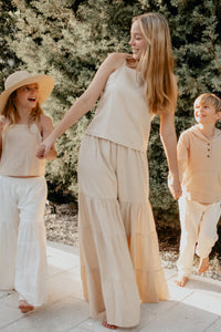 INDIE BLUE Women Women's Bella Maxi Pants (almond soft linen)