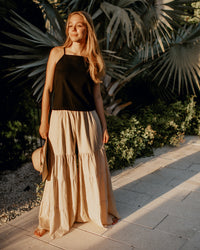 INDIE BLUE Women Women's Cassie Top (black soft linen)