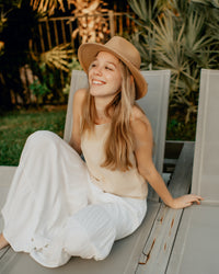 INDIE BLUE Women Women's Bella Maxi Pants (soft white linen)