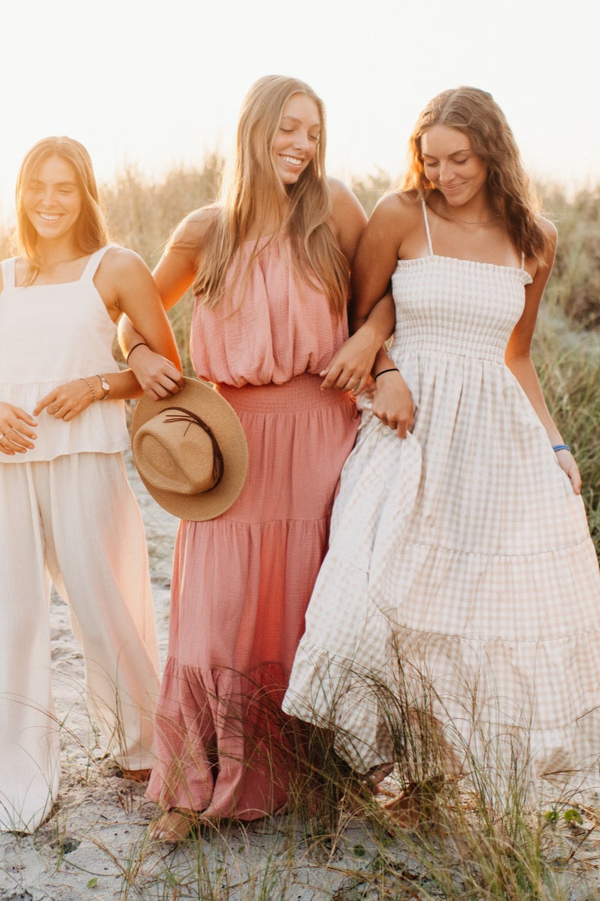 INDIE BLUE Women Women's Kiki Bubble Top (deep coral muslin)