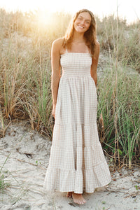 INDIE BLUE Women Women's Stella Maxi (tan gingham)