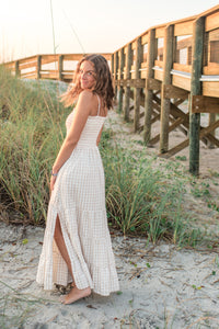 INDIE BLUE Women Women's Stella Maxi (tan gingham)