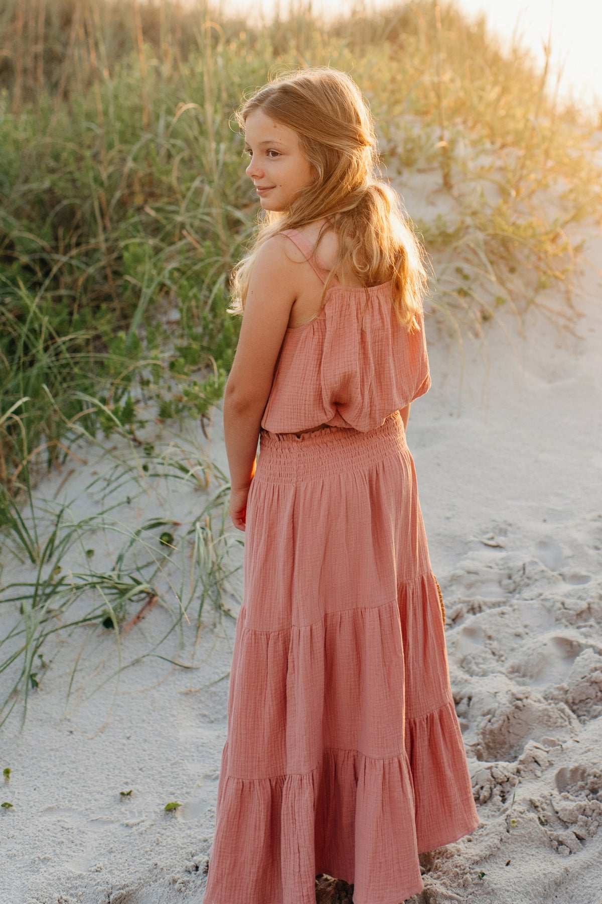 INDIE BLUE Separates Kiki Bubble Top (deep coral muslin) FINAL SALE