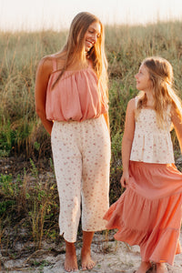 INDIE BLUE Women Women's Kiki Bubble Top (deep coral muslin)