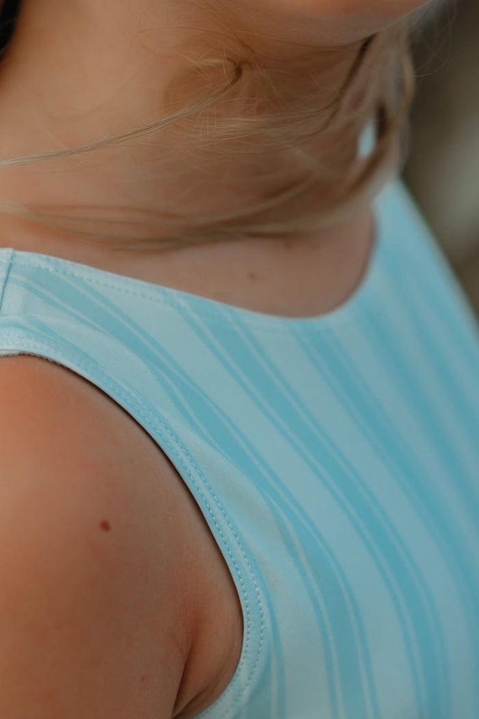INDIE BLUE SWIM Scoopback Set (mint tonal stripe) FINAL SALE