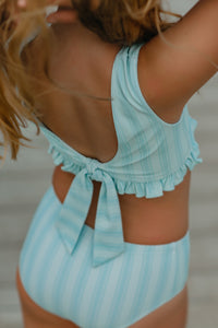 INDIE BLUE SWIM Scoopback Set (mint tonal stripe) FINAL SALE