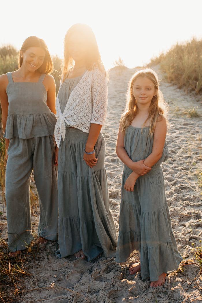 INDIE BLUE Separates Bella Maxi Skirt (soft teal muslin)
