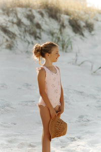 INDIE BLUE SWIM Crossback One Piece (rose floral) FINAL SALE