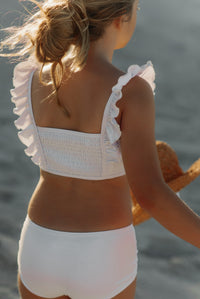 INDIE BLUE SWIM Smocked Ruffle Set (bone) FINAL SALE