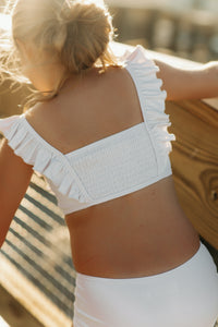 INDIE BLUE SWIM Smocked Ruffle Set (bone) FINAL SALE