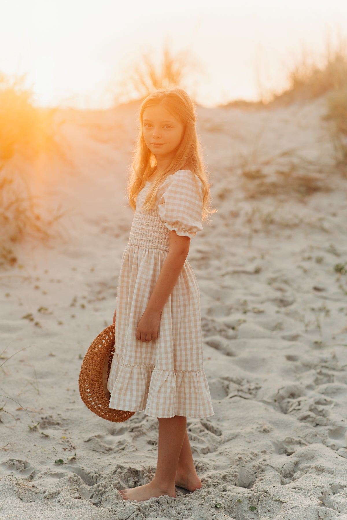 INDIE BLUE Dresses Karina (tan gingham)