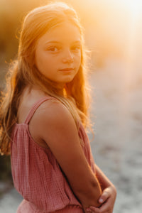 INDIE BLUE Separates Kiki Bubble Top (deep coral muslin) FINAL SALE