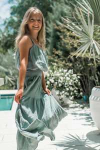 INDIE BLUE Separates Kiki Bubble Top (soft teal muslin)