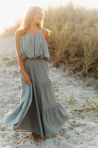 INDIE BLUE Women Women's Kiki Bubble Top (soft teal muslin)