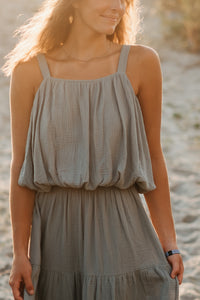 INDIE BLUE Women Women's Kiki Bubble Top (soft teal muslin)