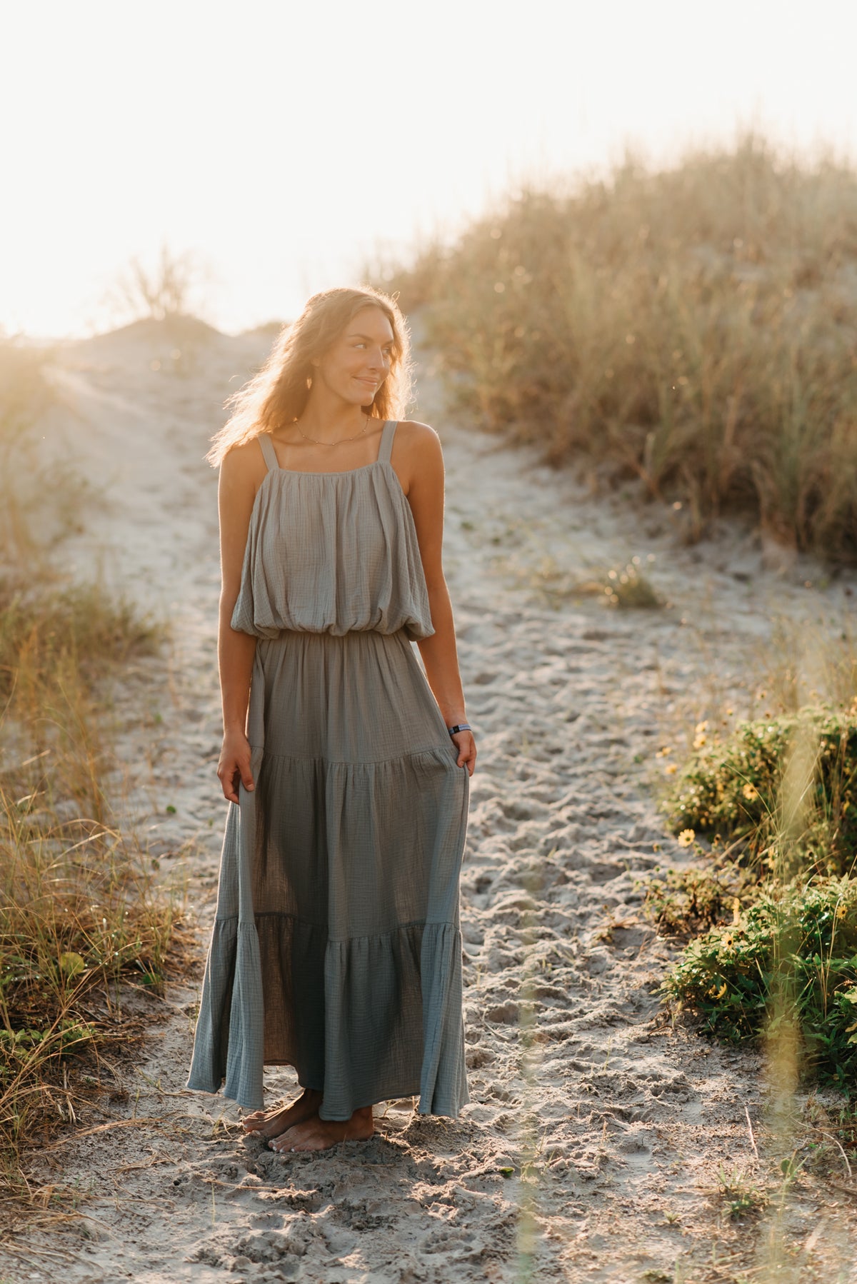 INDIE BLUE Women Women's Kiki Bubble Top (soft teal muslin)