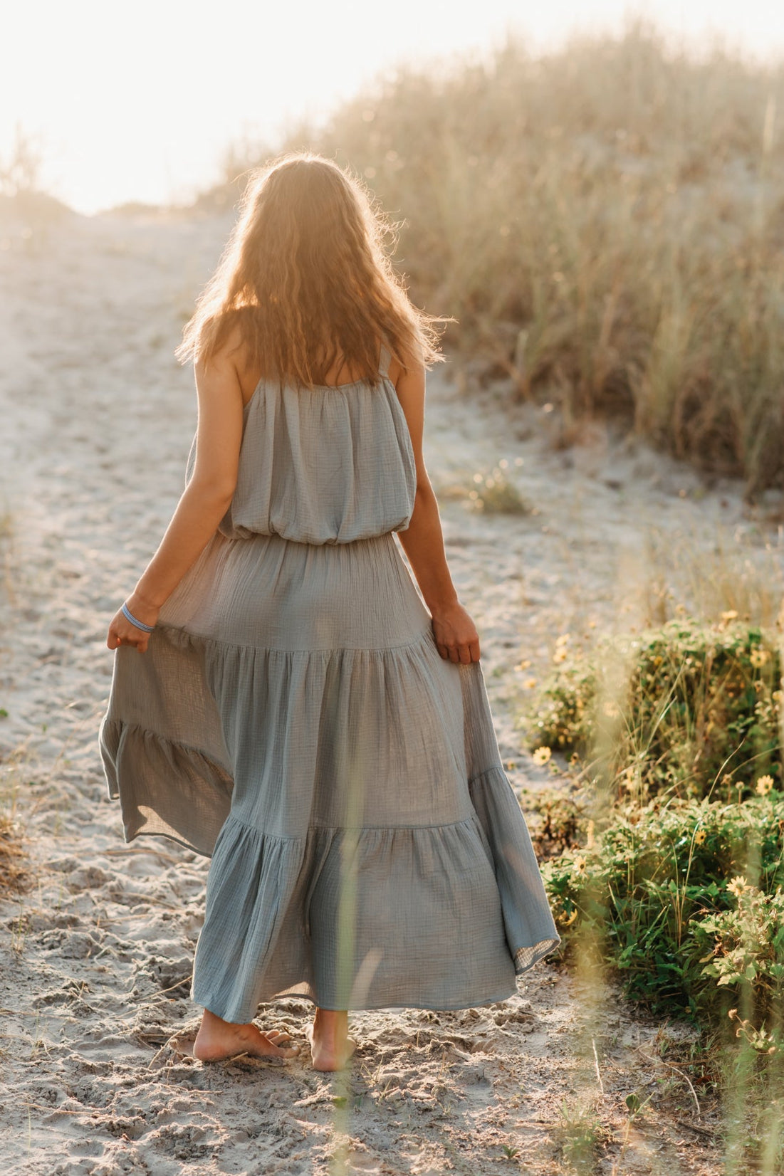 INDIE BLUE Women Women's Kiki Bubble Top (soft teal muslin)