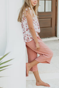 INDIE BLUE Separates Eden Capris (deep coral muslin) FINAL SALE