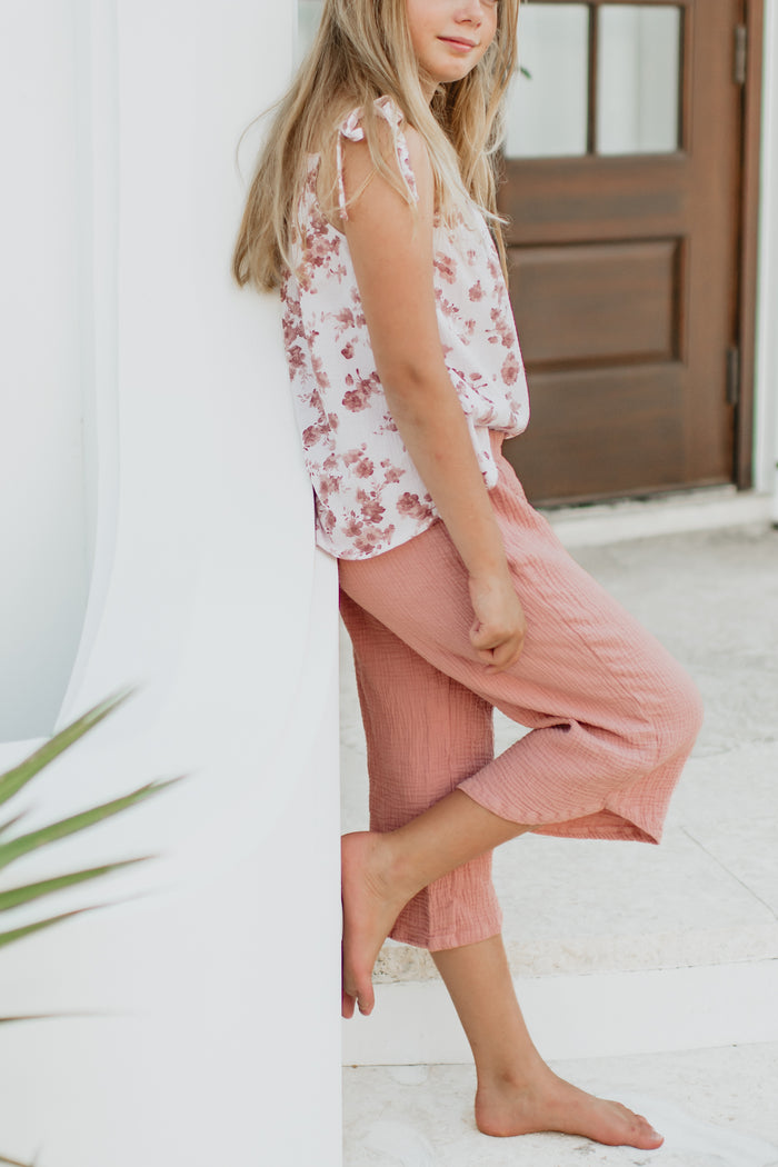 INDIE BLUE Separates Eden Capris (deep coral muslin) FINAL SALE