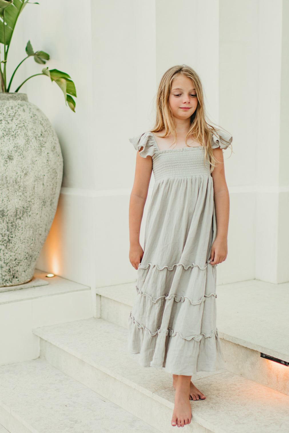 INDIE BLUE Dresses Marabella Dress (soft gray muslin)
