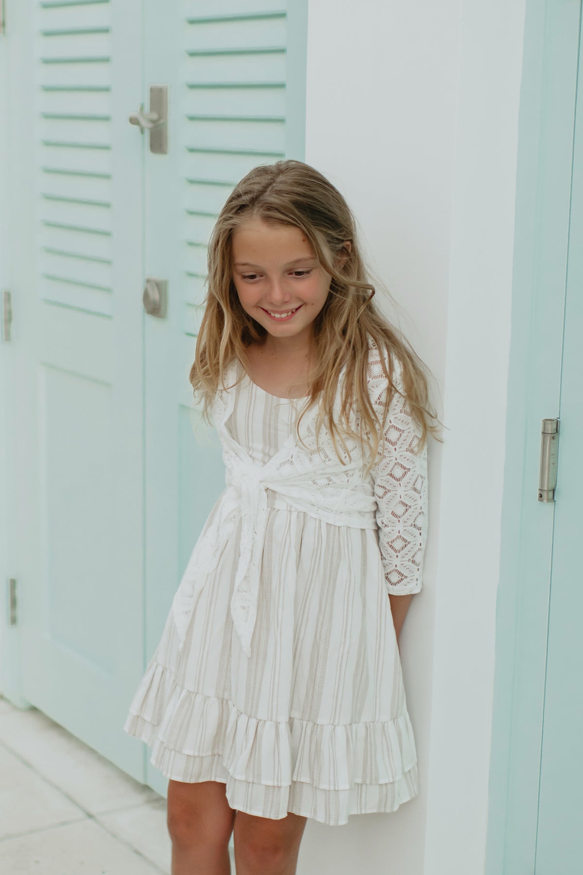 INDIE BLUE Dresses Everleigh Dress (desert stripe linen)