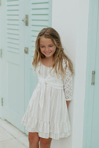 INDIE BLUE Dresses Everleigh Dress (desert stripe linen)