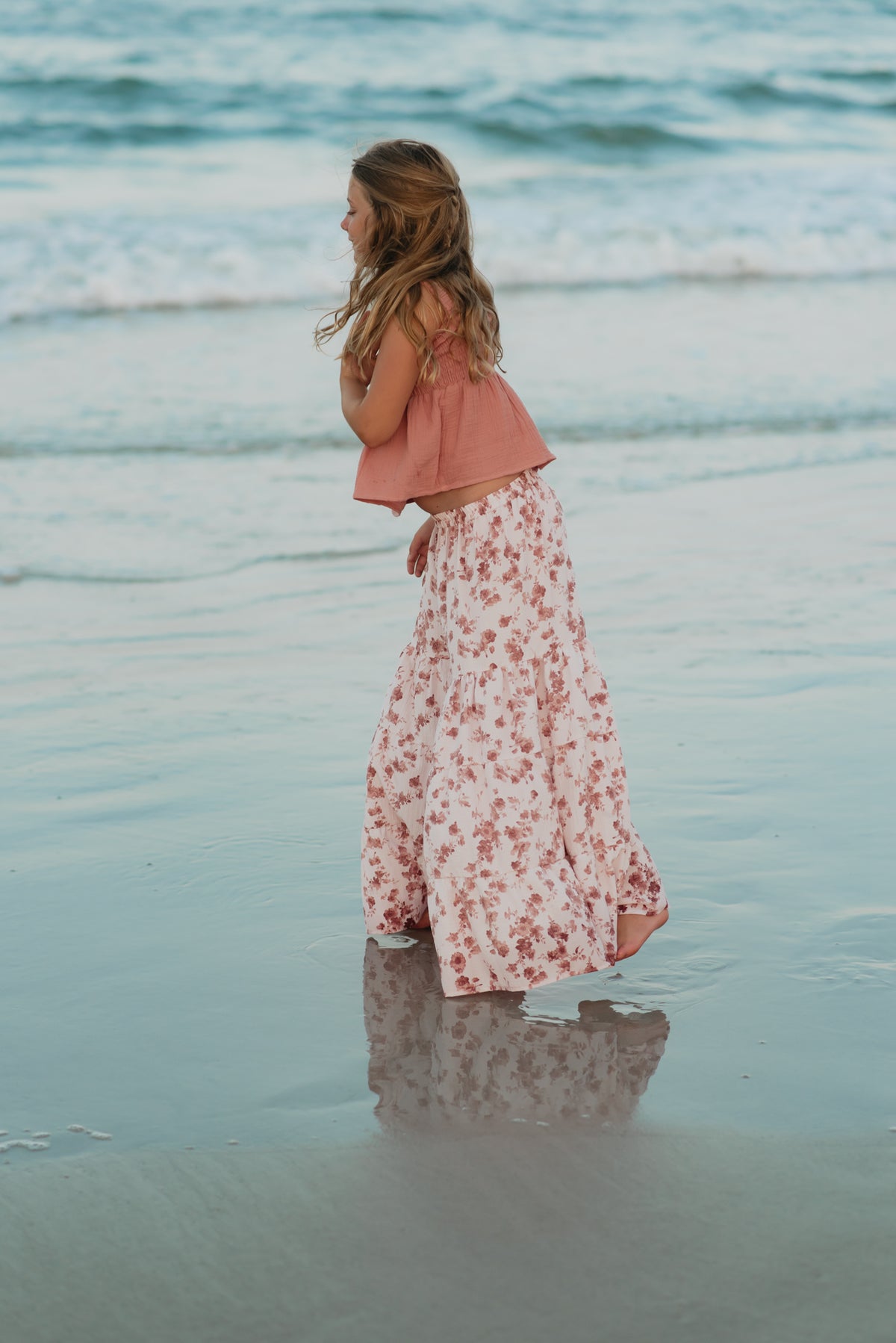 INDIE BLUE Separates Eden Top (deep coral muslin) FINAL SALE