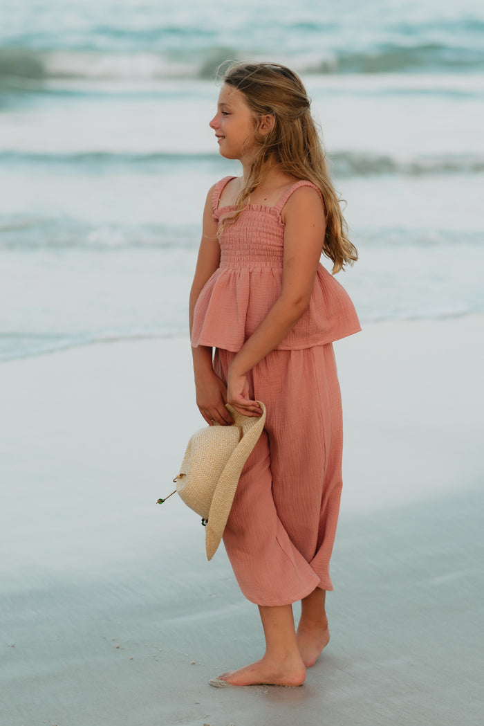 INDIE BLUE Separates Eden Top (deep coral muslin) FINAL SALE