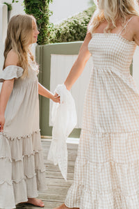 INDIE BLUE Women Women's Stella Maxi (tan gingham)