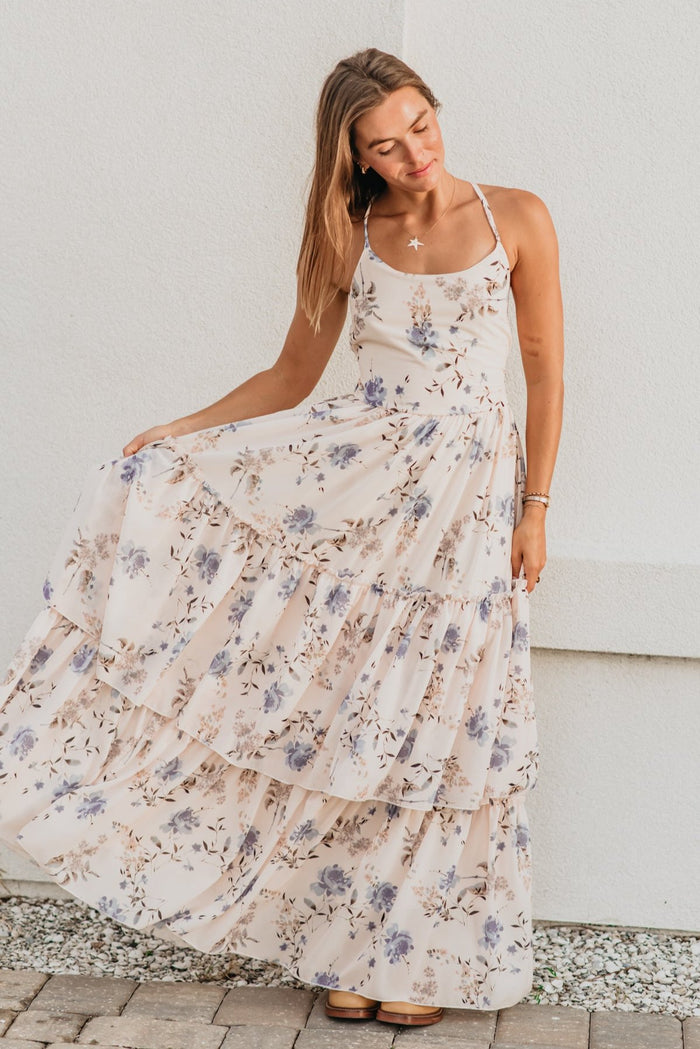 INDIE BLUE Women Women's Wendy Dress (floral blue chiffon)